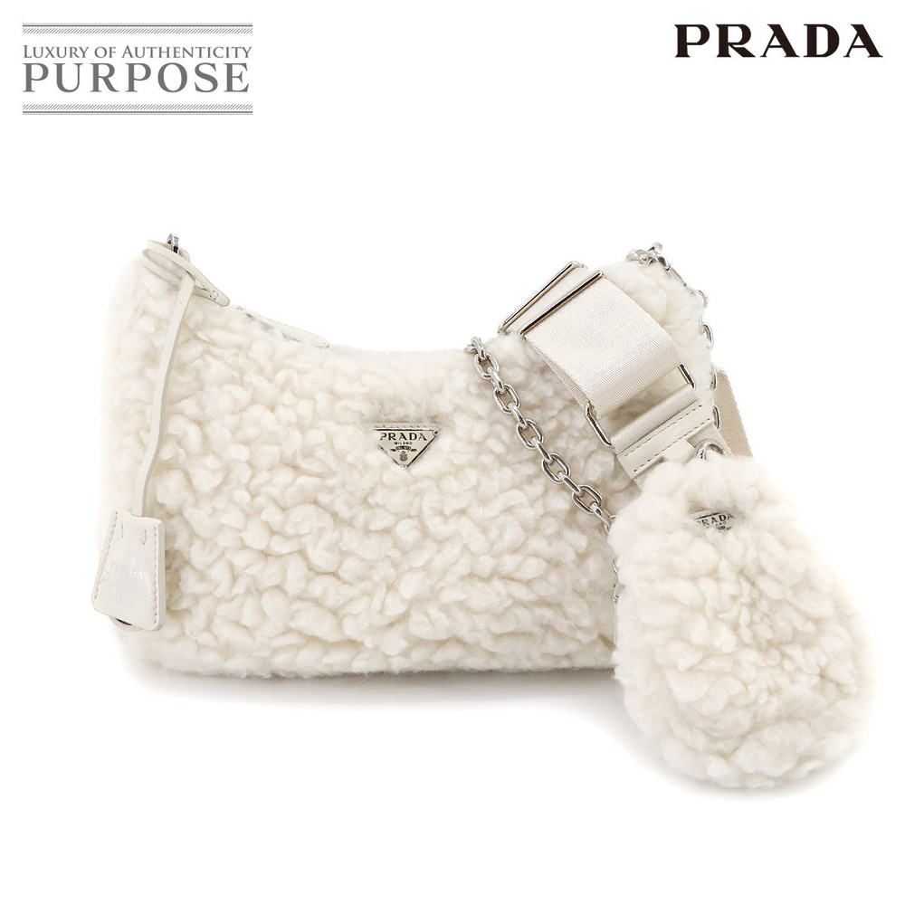 Prada Edition Shoulder Bag Wool Silk Cashmere White